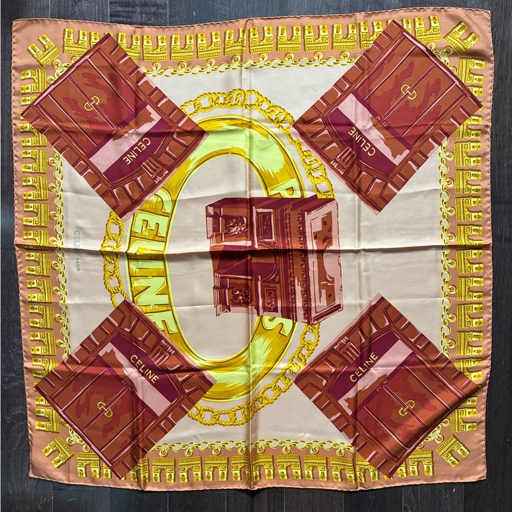 Celine Paris Authentic Silk Vintage Scarf Arc de Triumphe 35x35” EDITORS PICK‼️